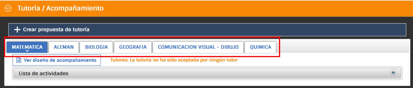 pantalla de tutoría/ acompañamiento