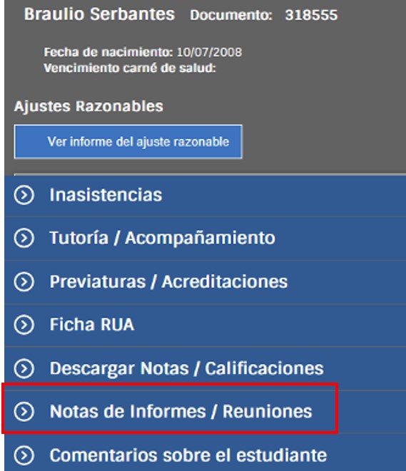 imagen acceso a notas de informes/reuniones