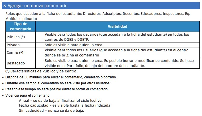imagen de pantalla para agregar un comentario