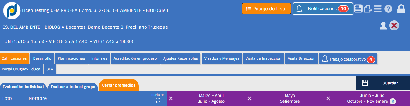 Imagen de pestaña calificaciones