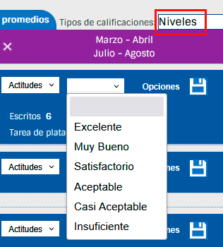 Imagen calificación por niveles